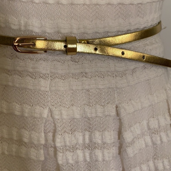 Guess White Fit and Flare Gold Belted Dress - Picture 8 of 10